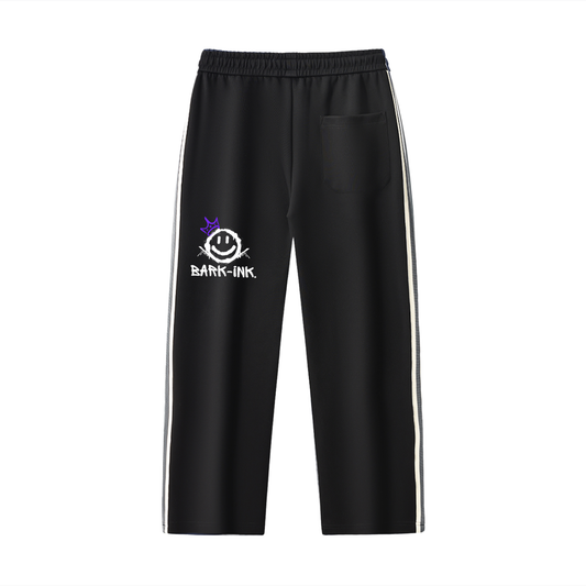 Graffiti Contrast Side-Stripe Straight-Leg Pants