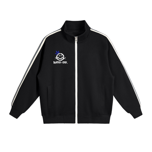 Lightning Contrast Side-Stripe Stand Collar Jacket