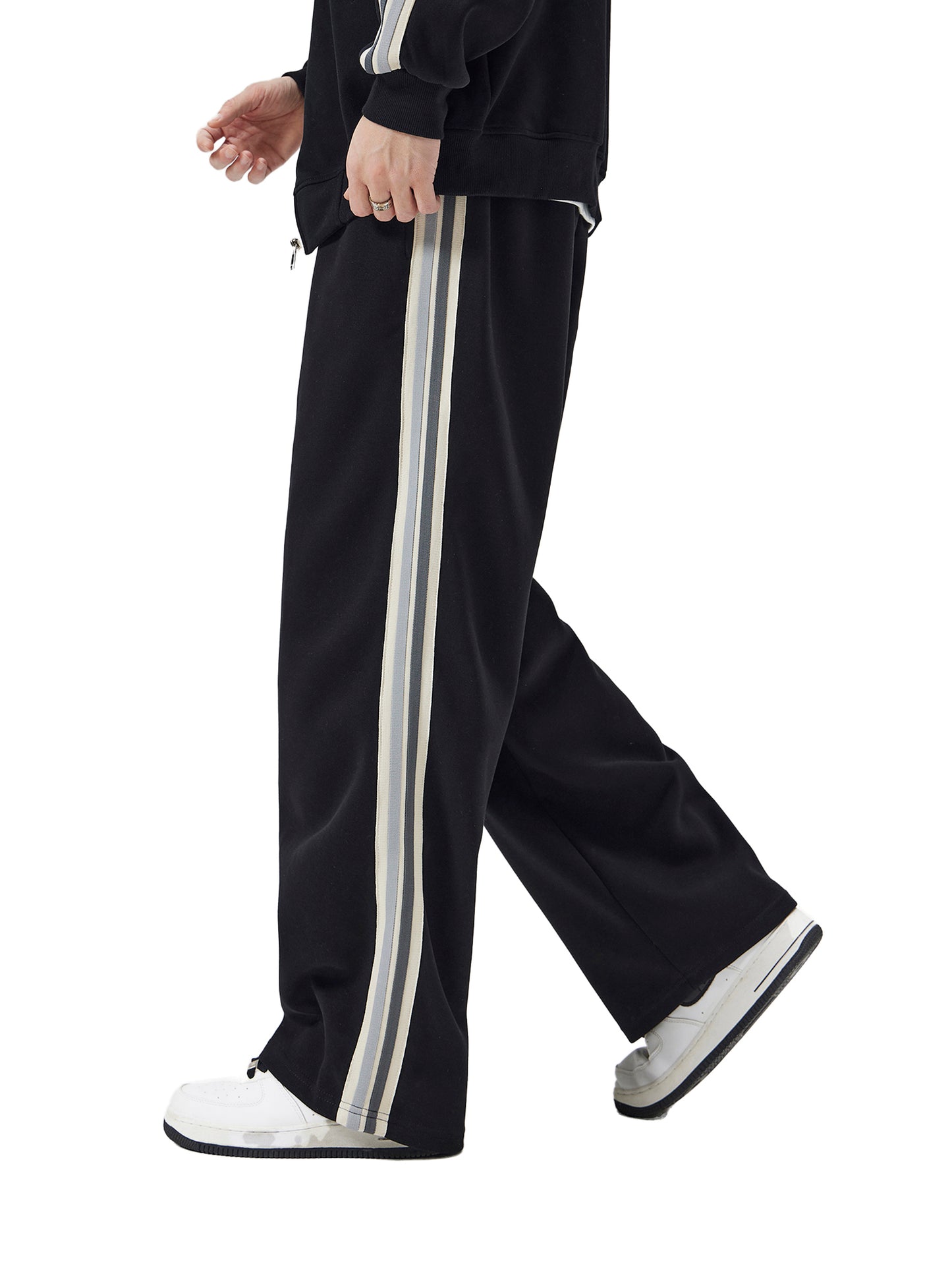 Contrast Side-Stripe Straight-Leg Pants