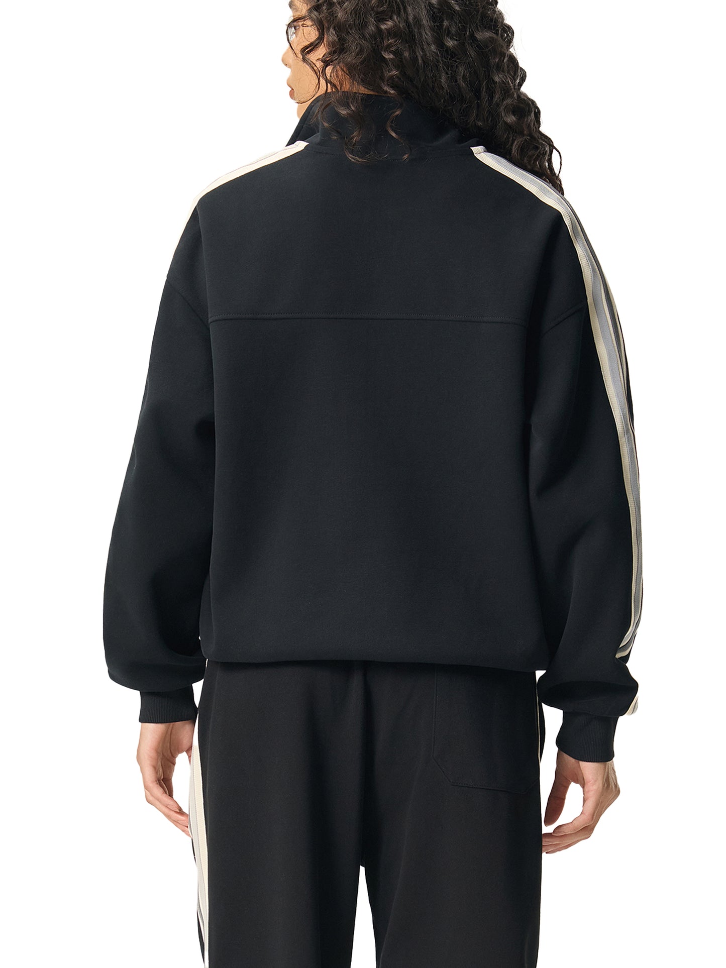 Bear Contrast Side-Stripe Stand Collar Jacket