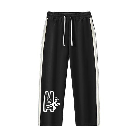 Graffiti Contrast Side-Stripe Straight-Leg  Pants