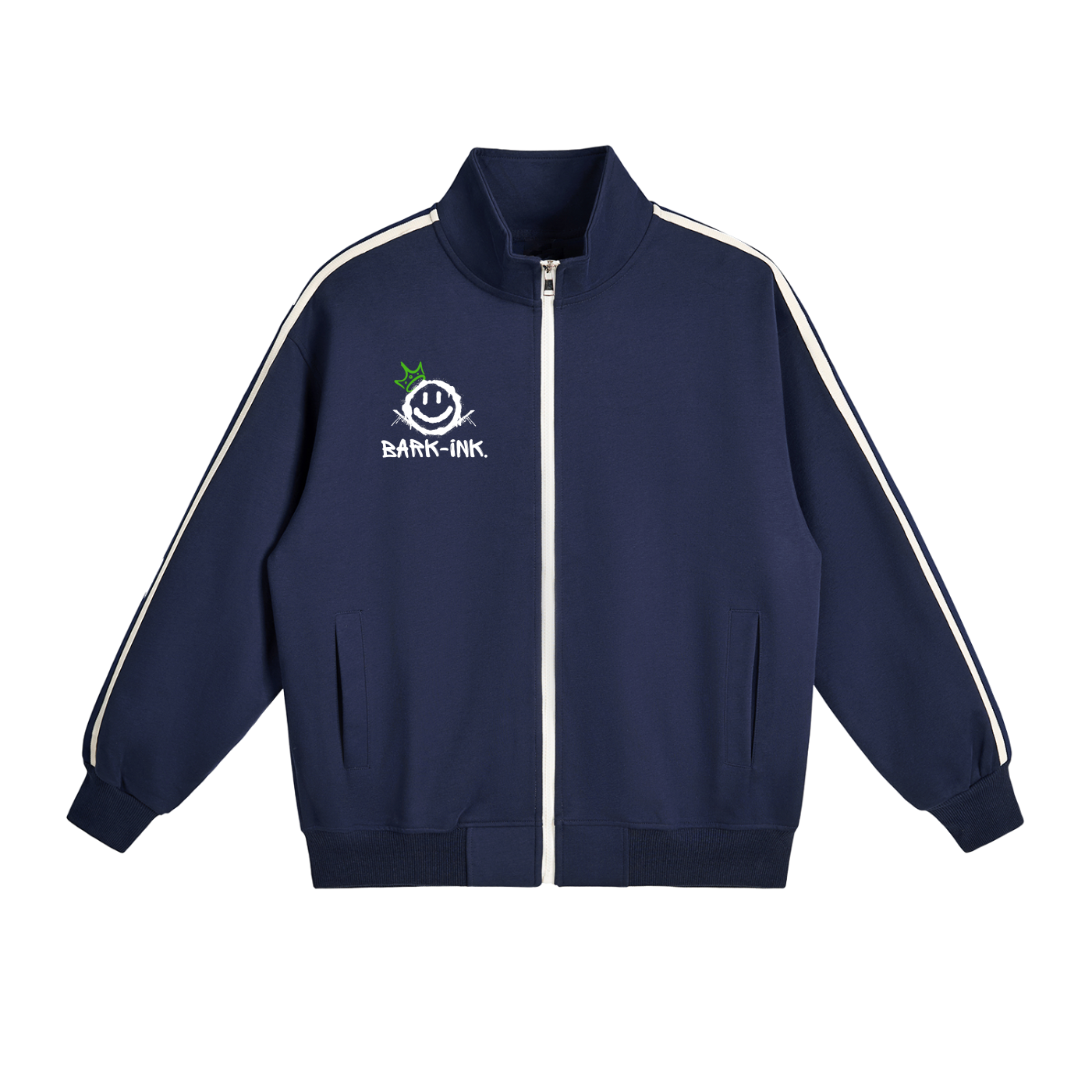 베어 콘트라스트 사이드 스트라이프 스탠드 칼라 재킷