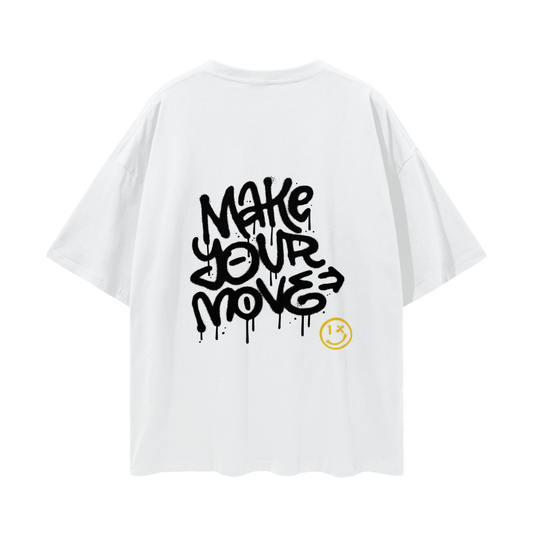 "Make Your Move" Graffiti Streetwear Loose Drop Shoulder T-Shirt