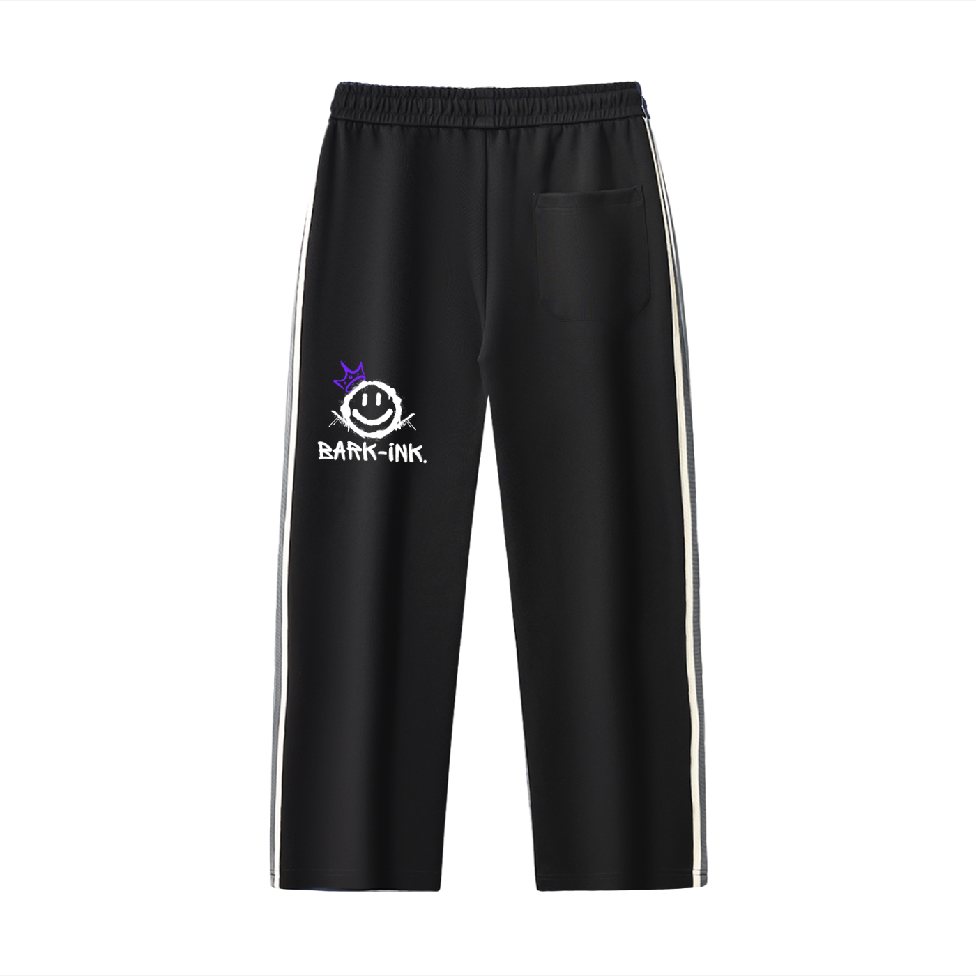 Graffiti Contrast Side-Stripe Straight-Leg  Pants