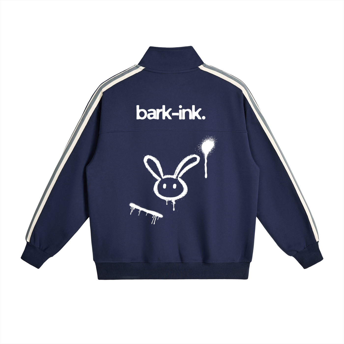 Rabbit Contrast Side-Stripe Stand Collar  Jacket