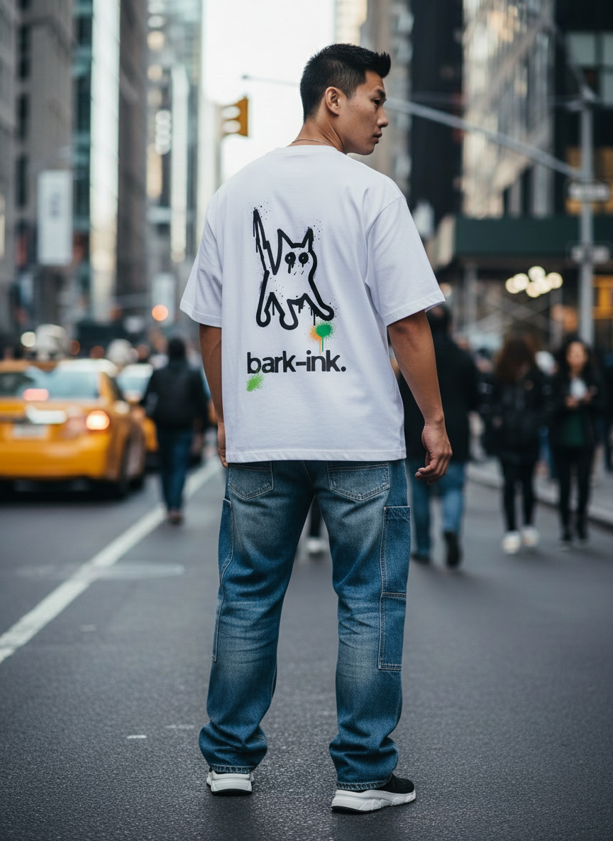 Cat Graffiti Streetwear Loose Drop Shoulder T-Shirt
