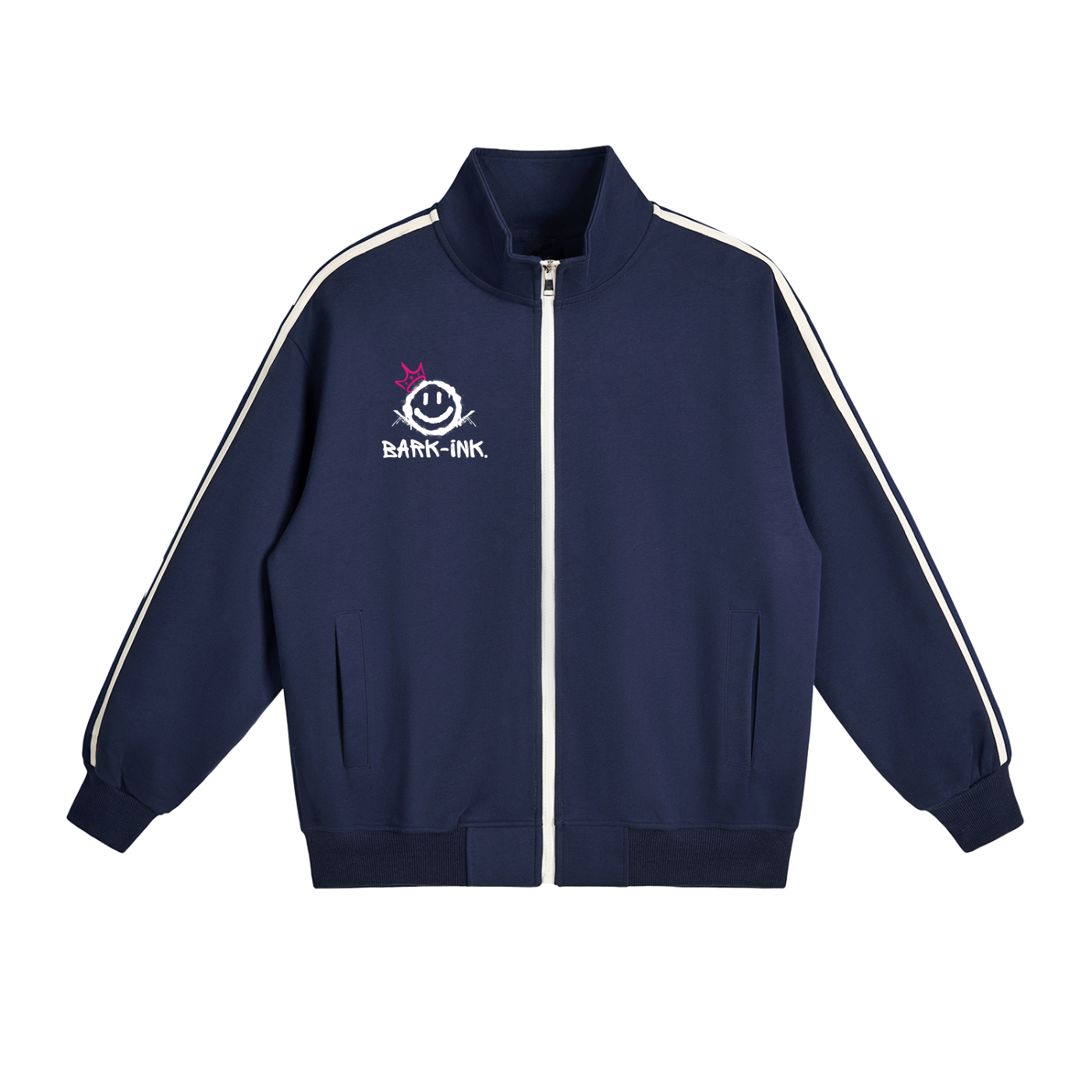 라이트닝 콘트라스트 사이드 스트라이프 스탠드 칼라 재킷