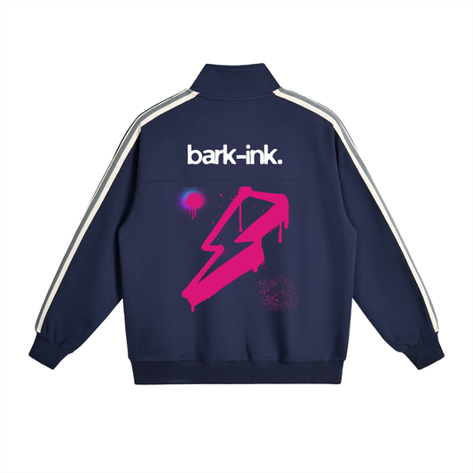 Lightning Contrast Side-Stripe Stand Collar Jacket