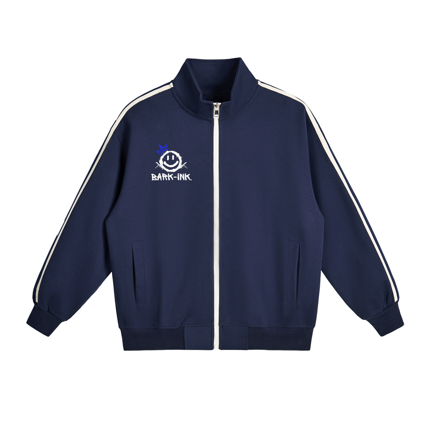 라이트닝 콘트라스트 사이드 스트라이프 스탠드 칼라 재킷