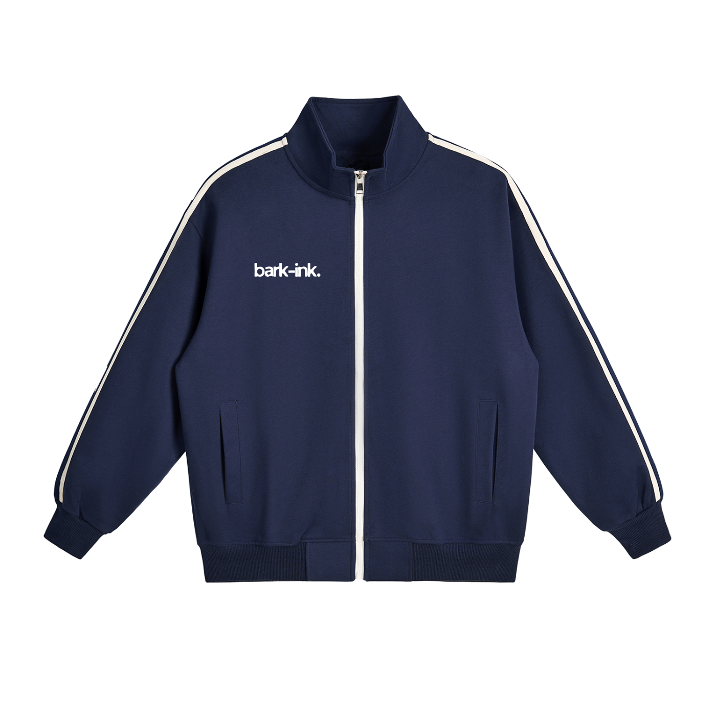 Bear Contrast Side-Stripe Stand Collar  Jacket