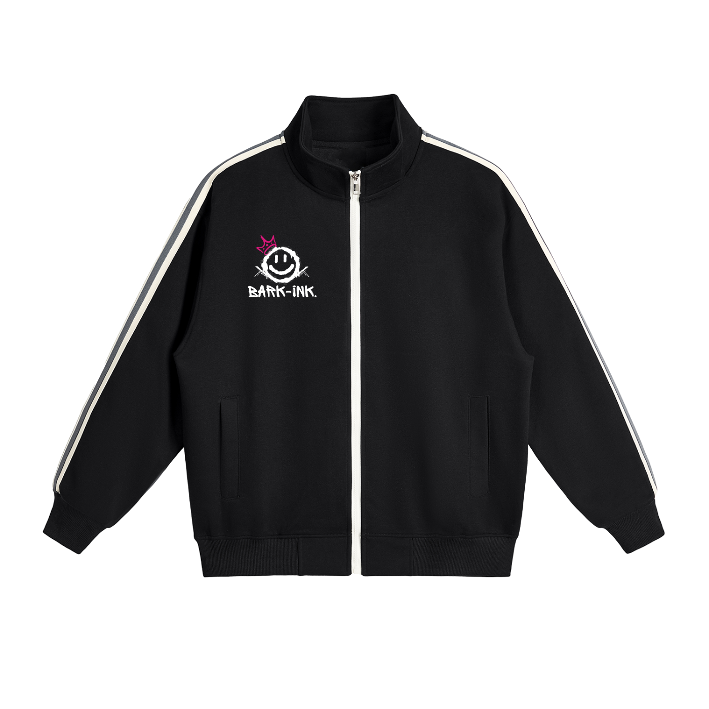 라이트닝 콘트라스트 사이드 스트라이프 스탠드 칼라 재킷