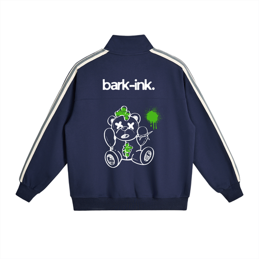 Bear Contrast Side-Stripe Stand Collar  Jacket