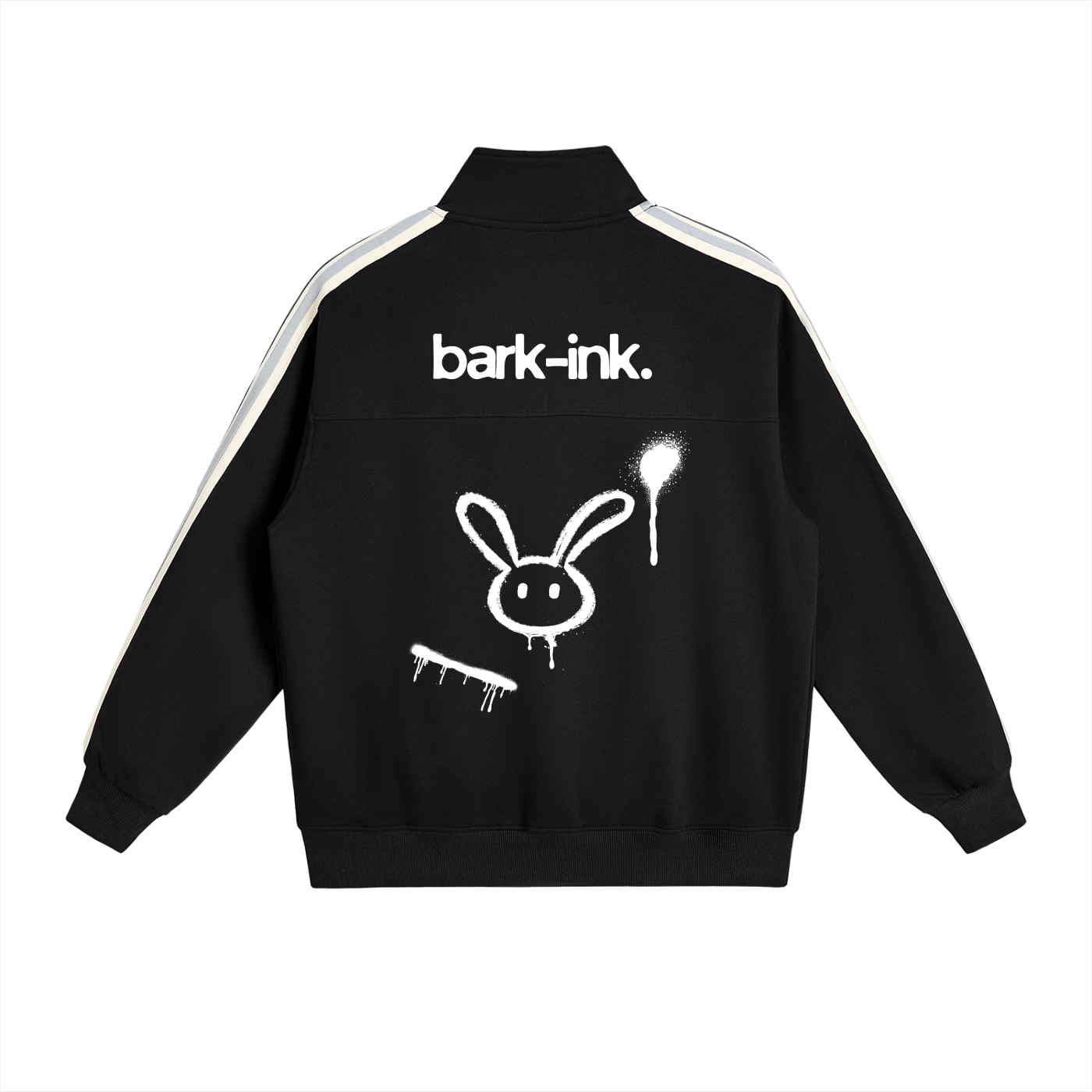 Rabbit Contrast Side-Stripe Stand Collar  Jacket