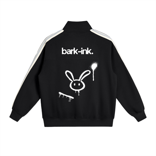 Rabbit Contrast Side-Stripe Stand Collar  Jacket