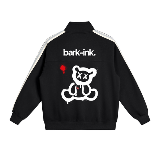 Bear Contrast Side-Stripe Stand Collar  Jacket