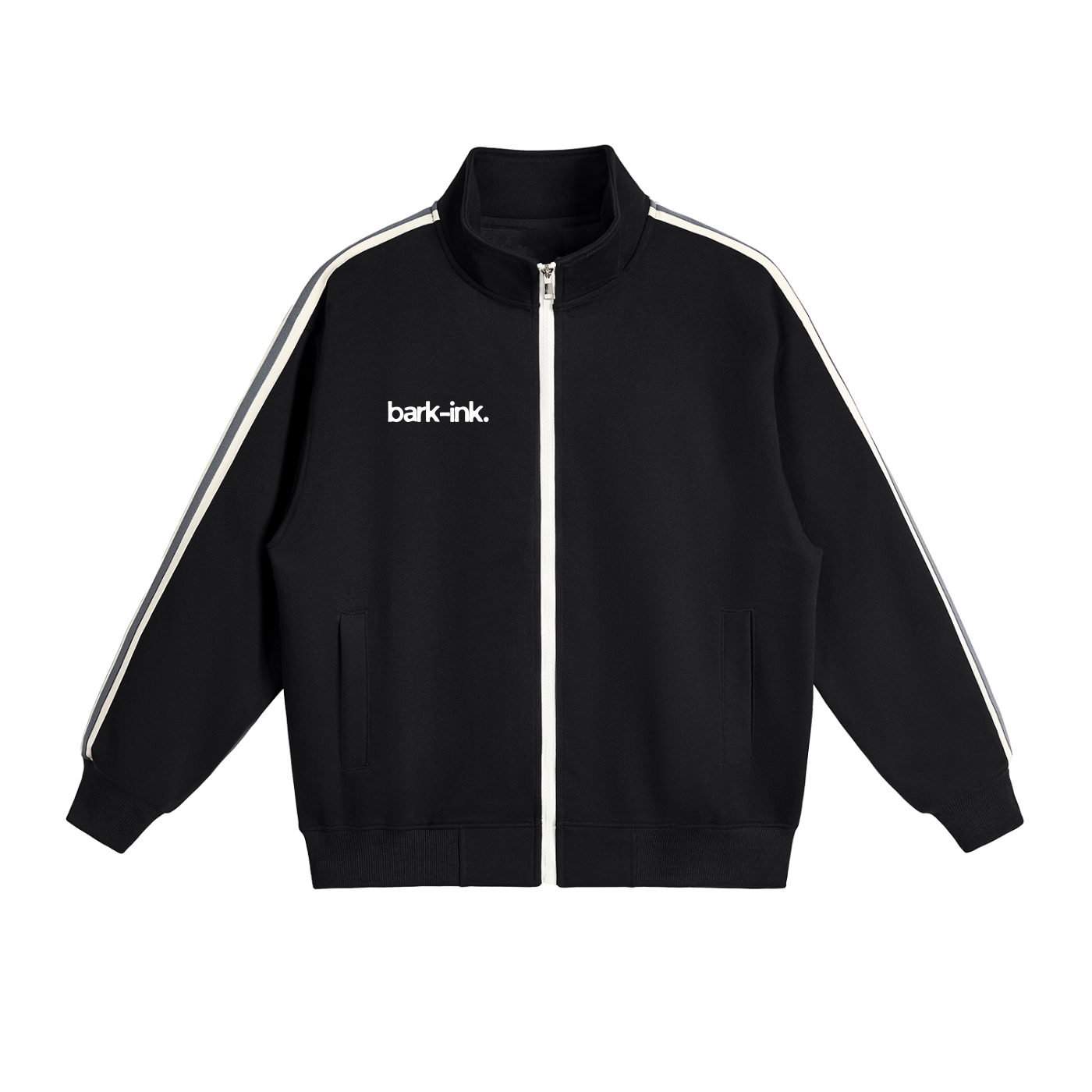 Bear Contrast Side-Stripe Stand Collar  Jacket