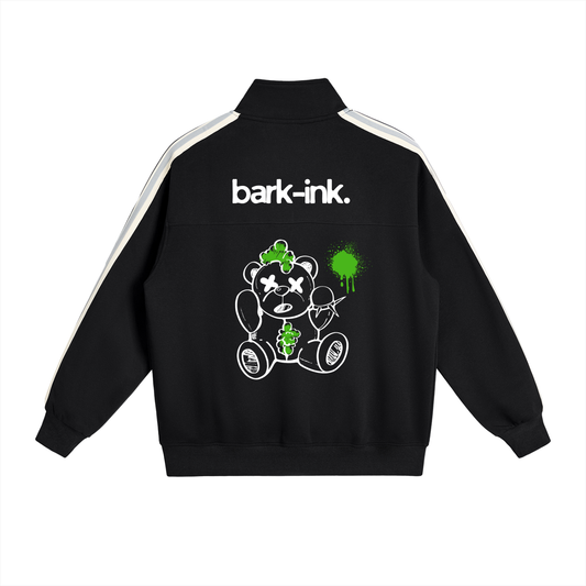 Bear Contrast Side-Stripe Stand Collar  Jacket