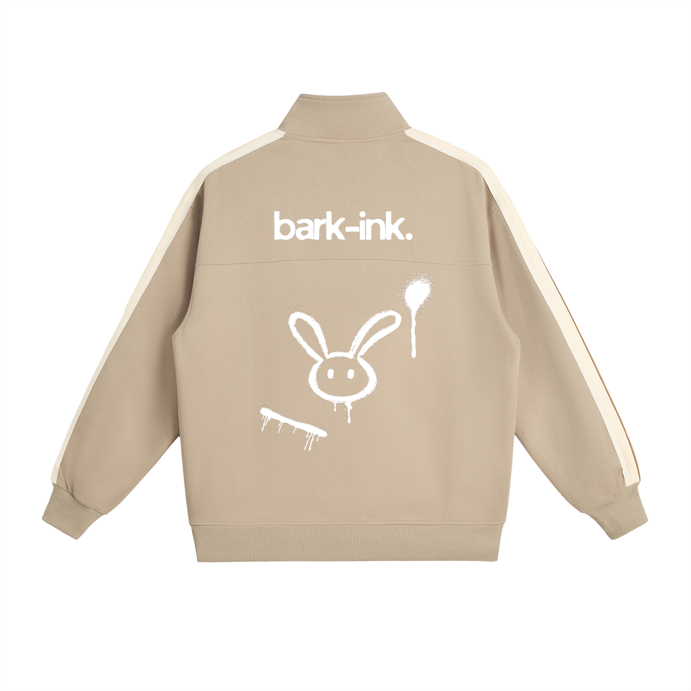 Rabbit Contrast Side-Stripe Stand Collar  Jacket