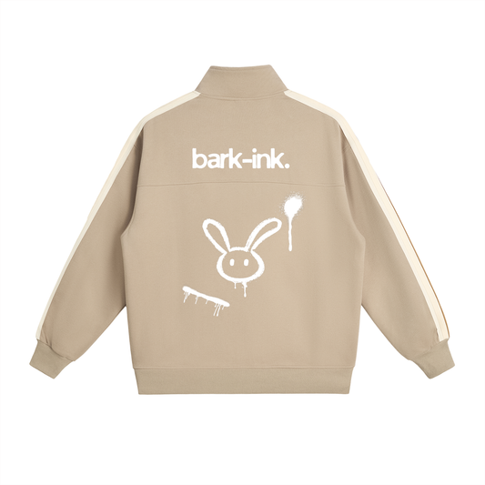 Rabbit Contrast Side-Stripe Stand Collar  Jacket