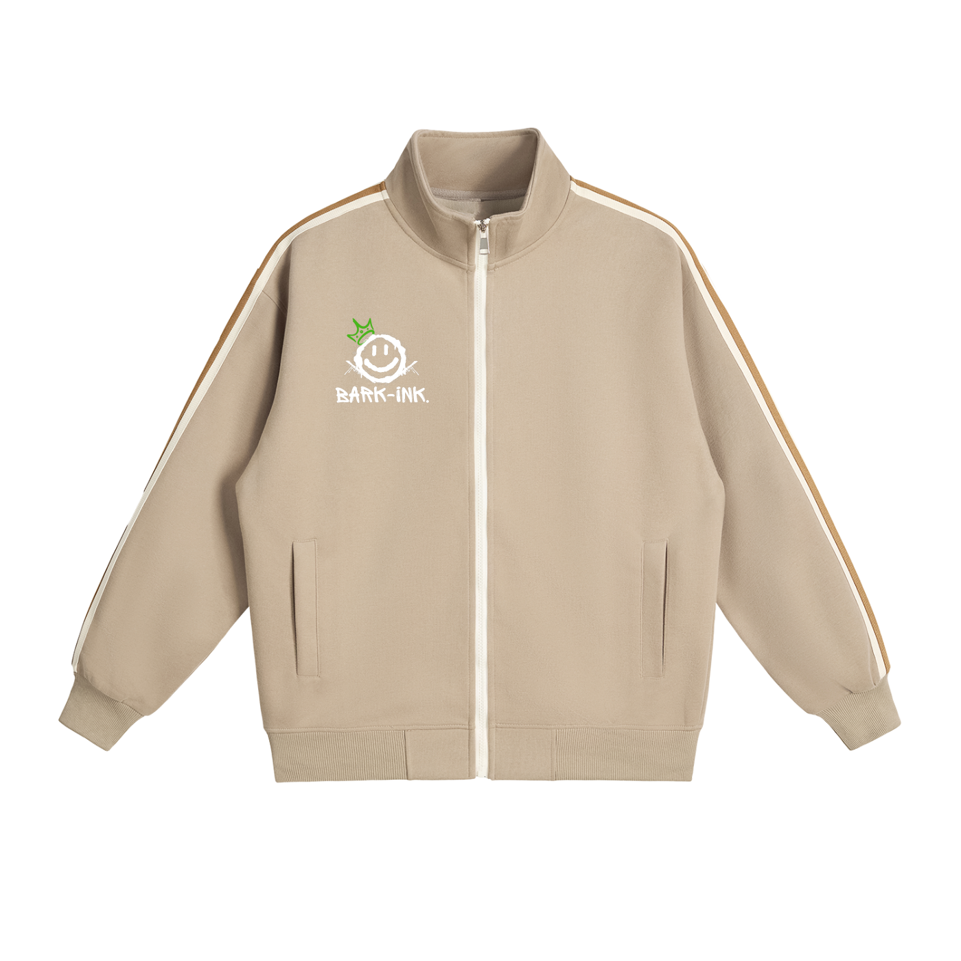 Rabbit Contrast Side-Stripe Stand Collar  Jacket