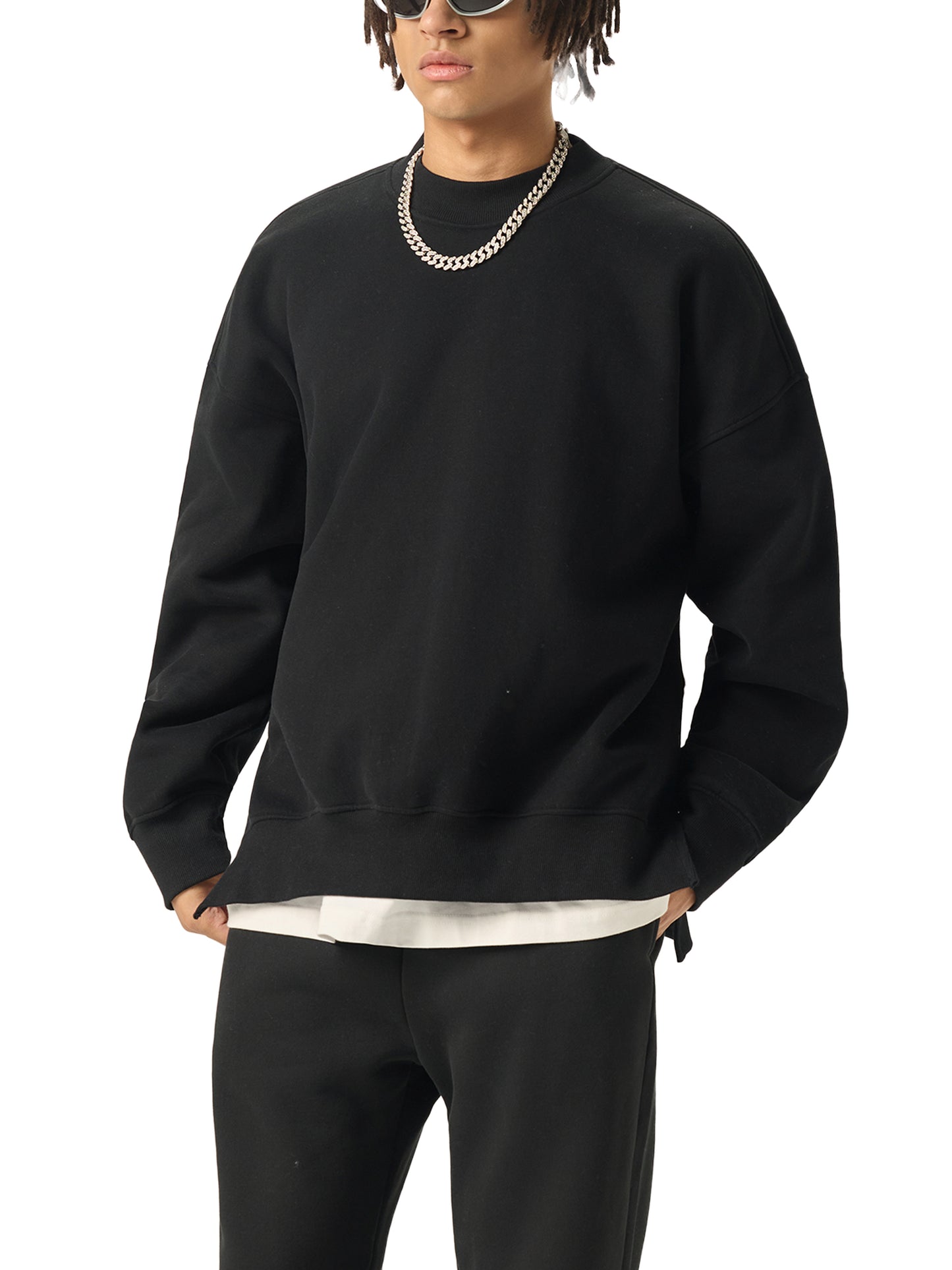 Crane Fleece Side Slit Crewneck Sweatshirt